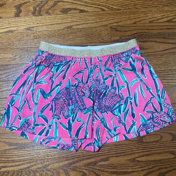 Lilly Pulitzer Rylan Shorts Elephant Mandevilla Pink Extra Lucky - Picture 2 of 11